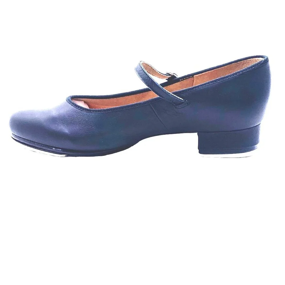 Little Girls Black Leather Mary Jane Tap Shoes Dance New Recital 10 10.5 11 New